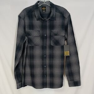NWT RVCA Black & Gray Plaid Button Up Long Sleeve Size Medium Winter